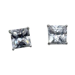 sterling silver 6mm cubic zirconia stud earrings - GM53